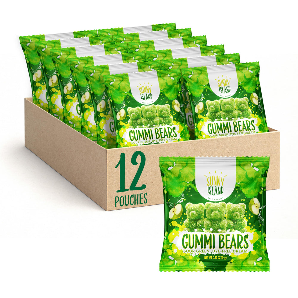 Sunny Island soft-chewy texture green apple gummy bears