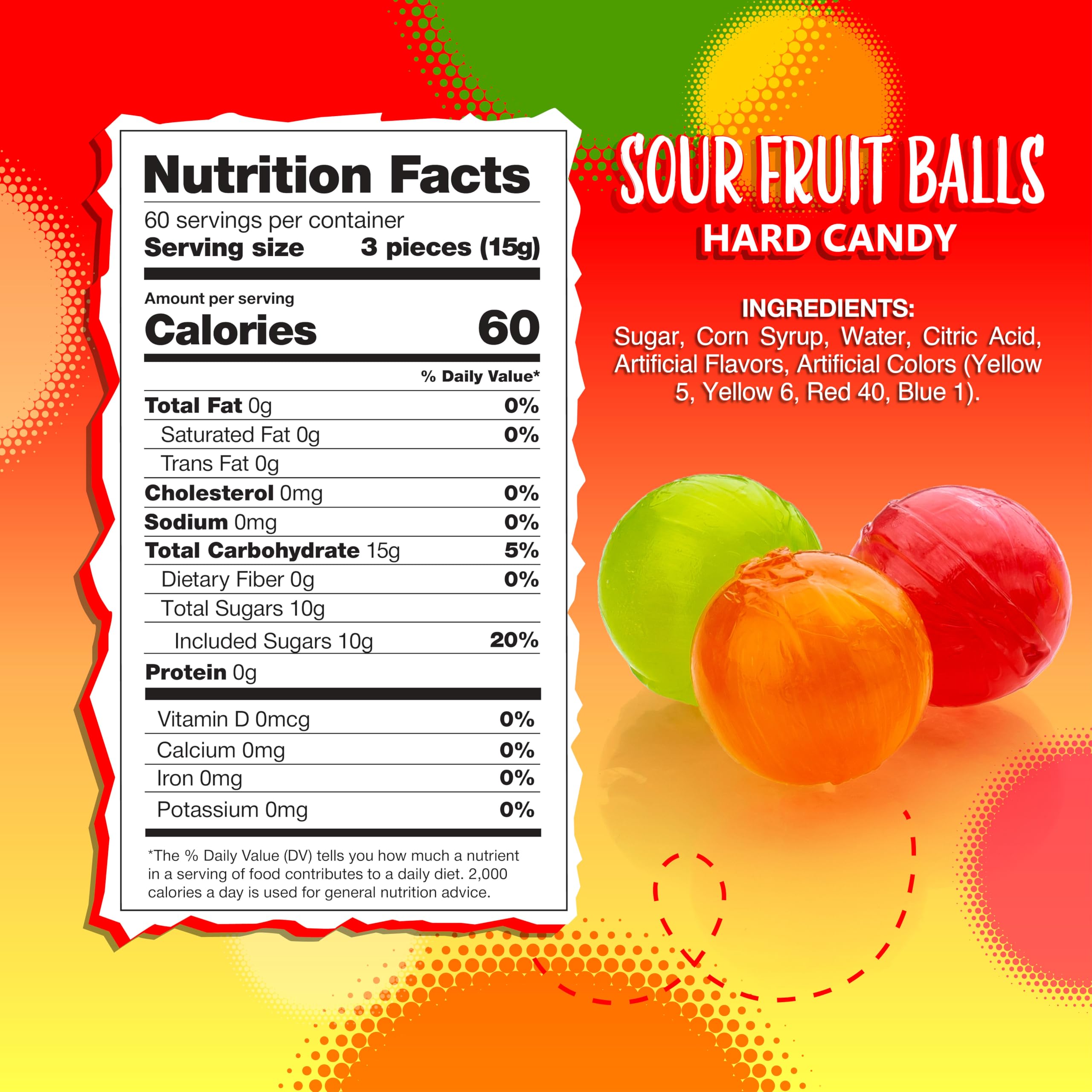 Sunny Island Sour Balls lemon piece highlights tangy flavor for jars