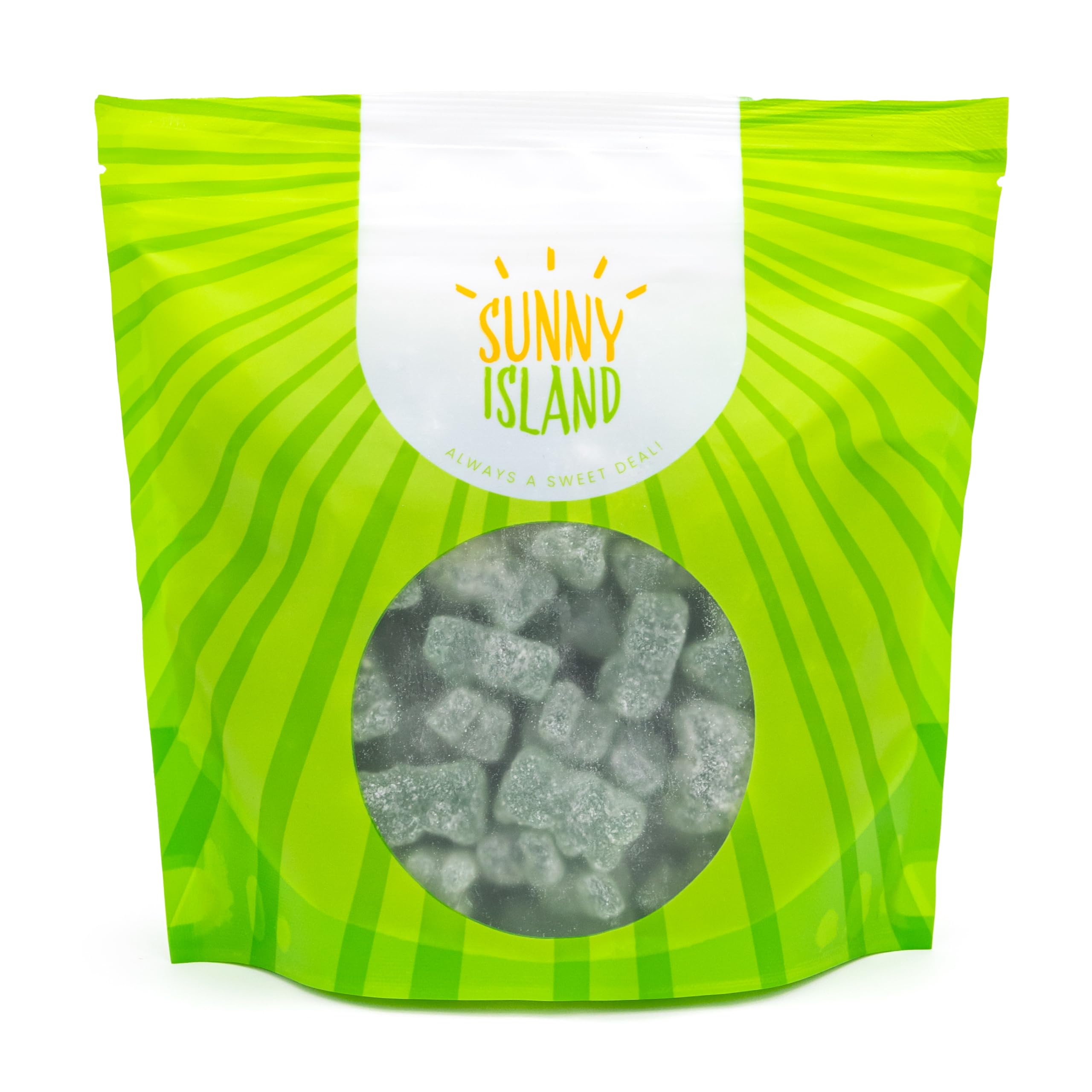 Sunny Island Sour Bears used as a dessert garnish with bright green color