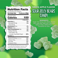 Sunny Island Sour Bears Green Apple close-up highlighting tangy chew for desserts