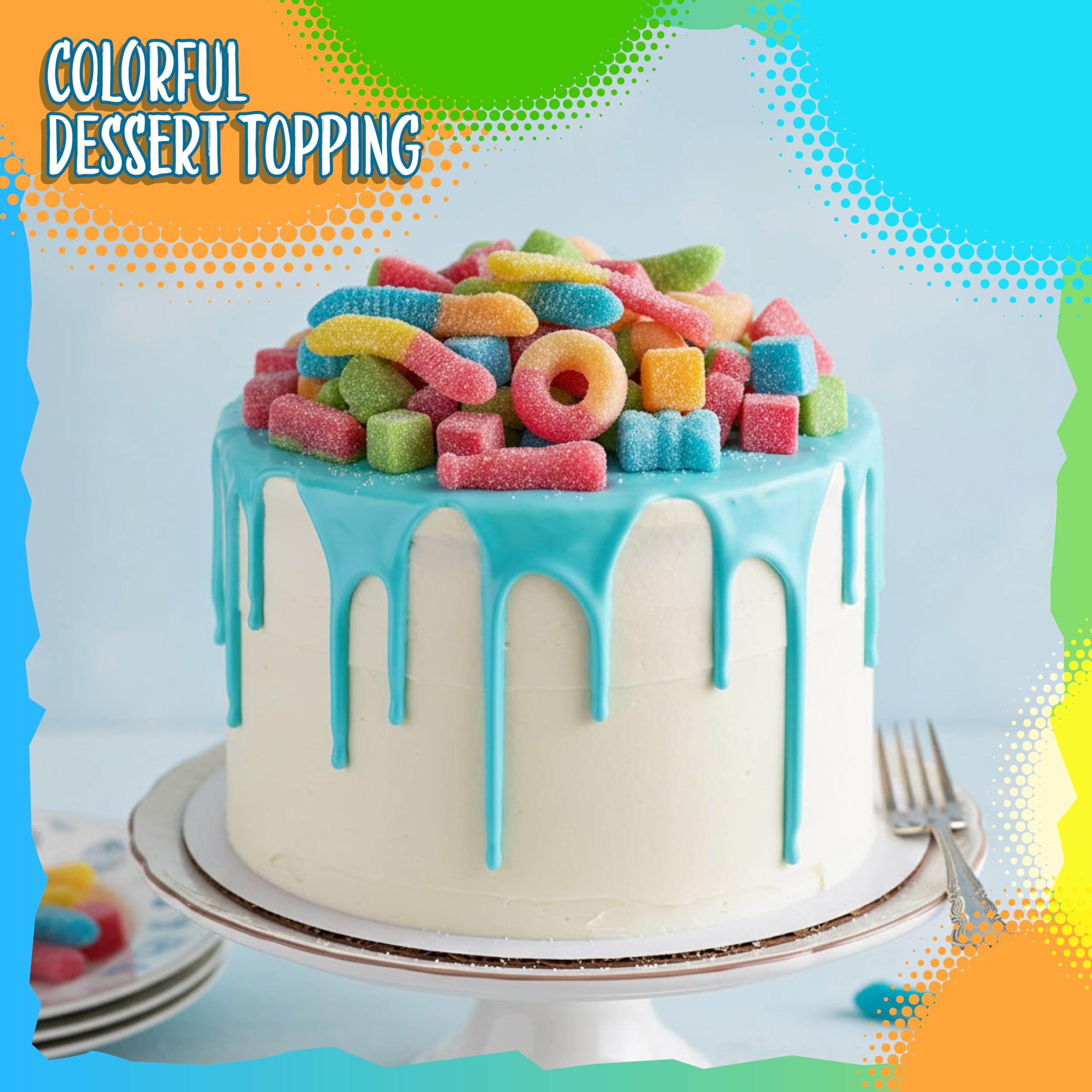 Sunny Island gummy blocks offer chewy texture for ice cream toppings.