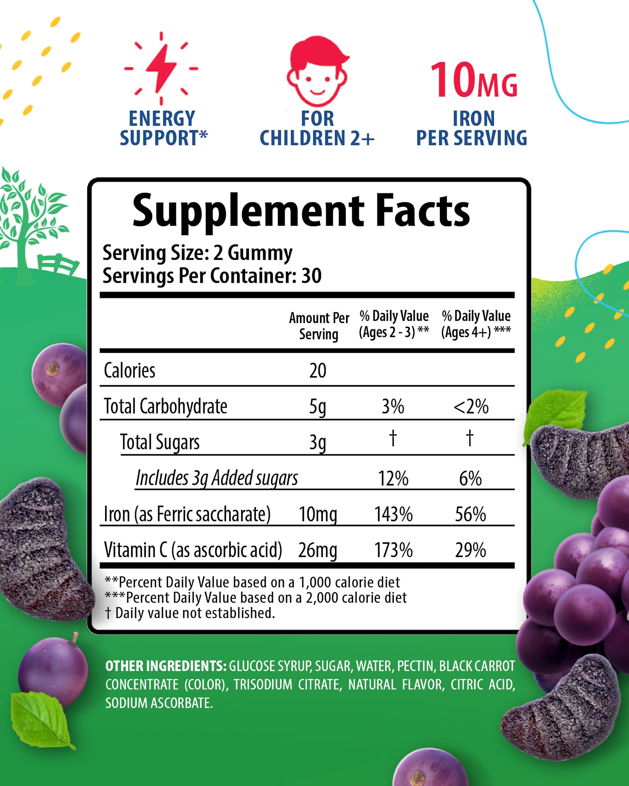 Sunny Sam iron gummies grape chews close-up highlights tasty flavor and texture.