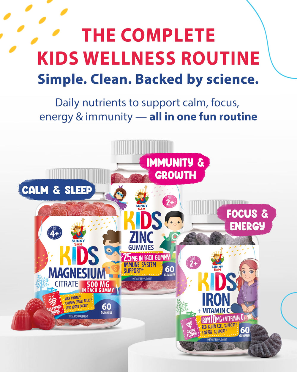 Sunny Sam Sugar-Free Magnesium Gummies kids bedtime routine.