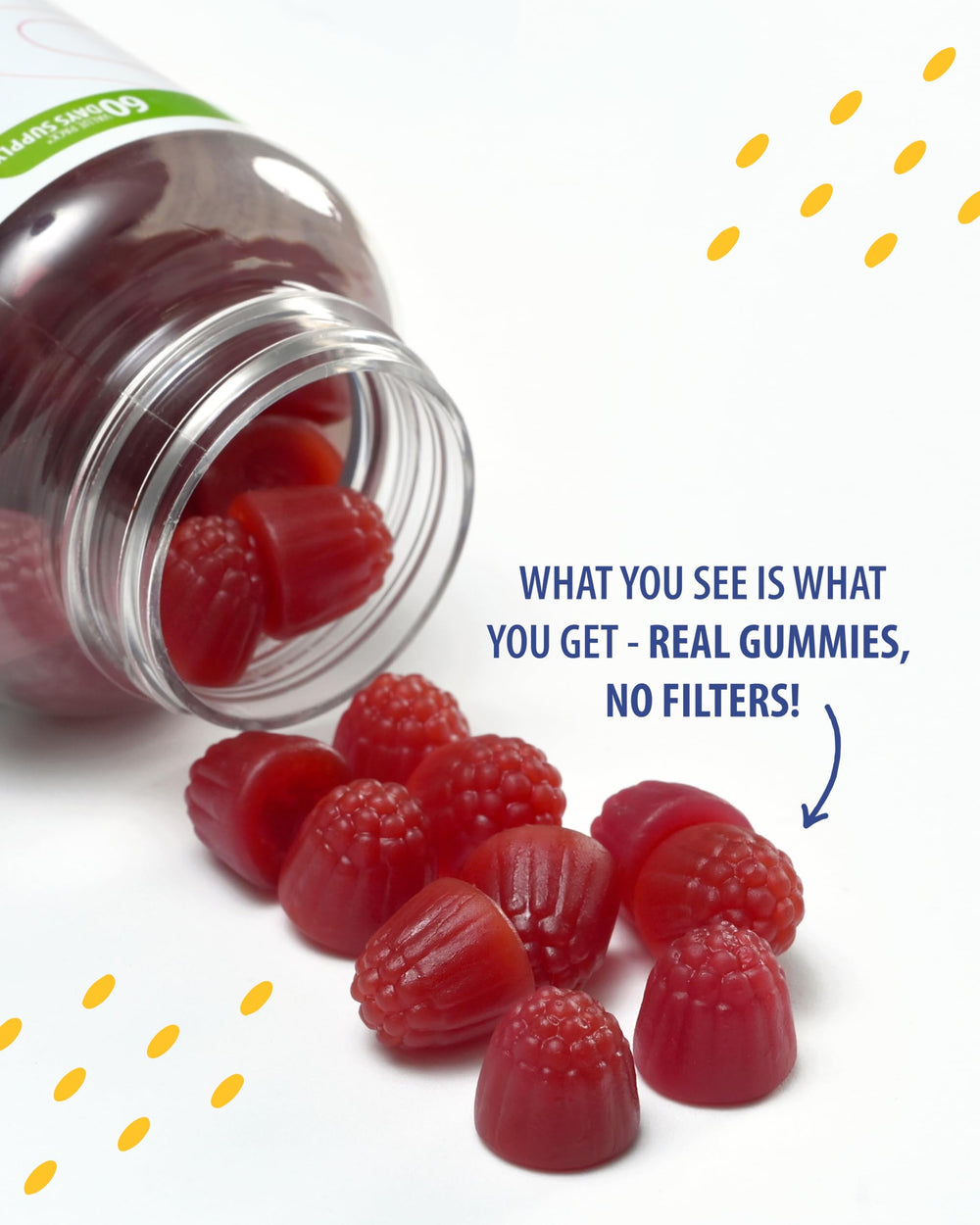 Sunny Sam Sugar-Free Magnesium Gummies raspberry flavor visual.