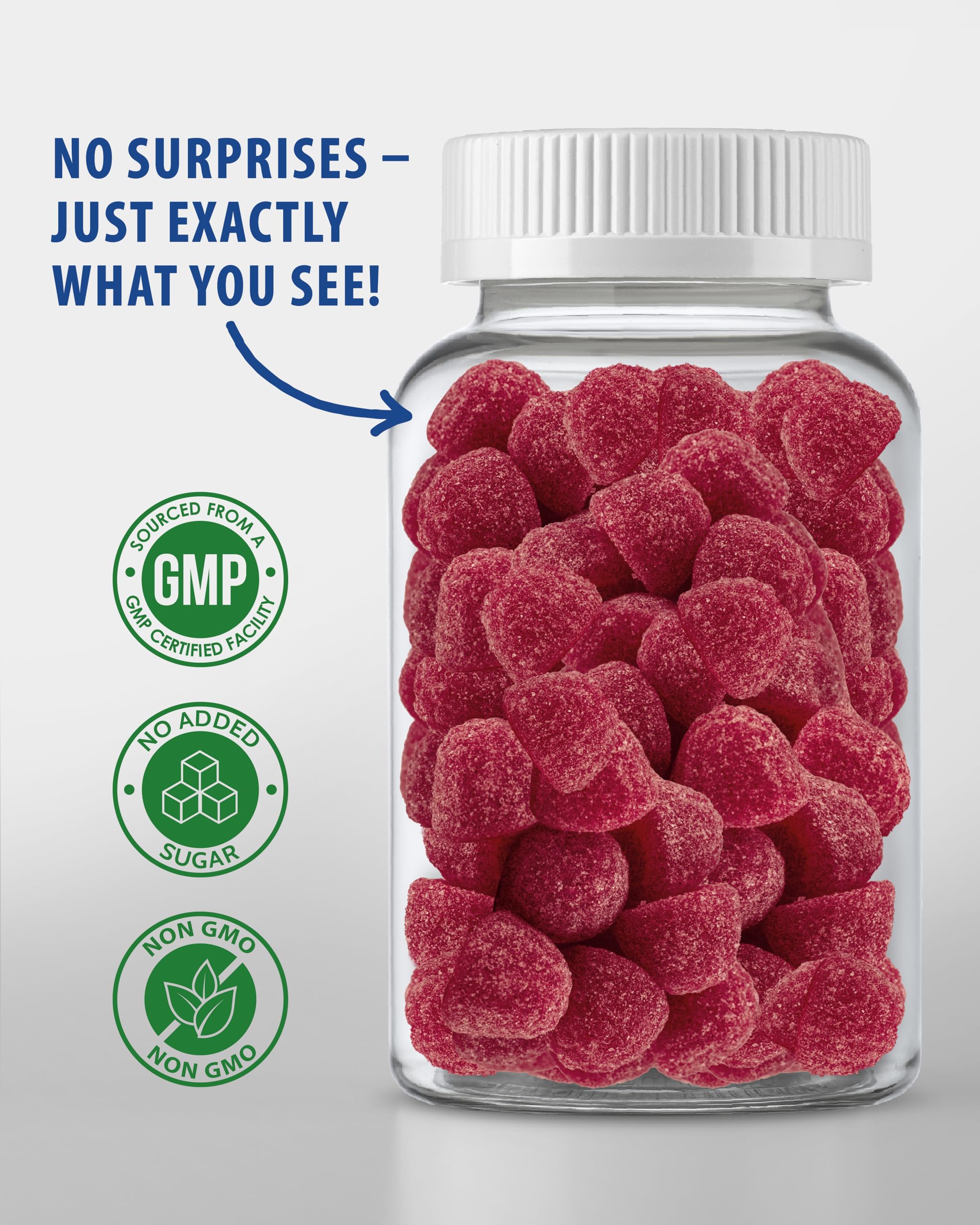 Sunny Sam zinc gummies displayed with non-GMO label for reassurance.