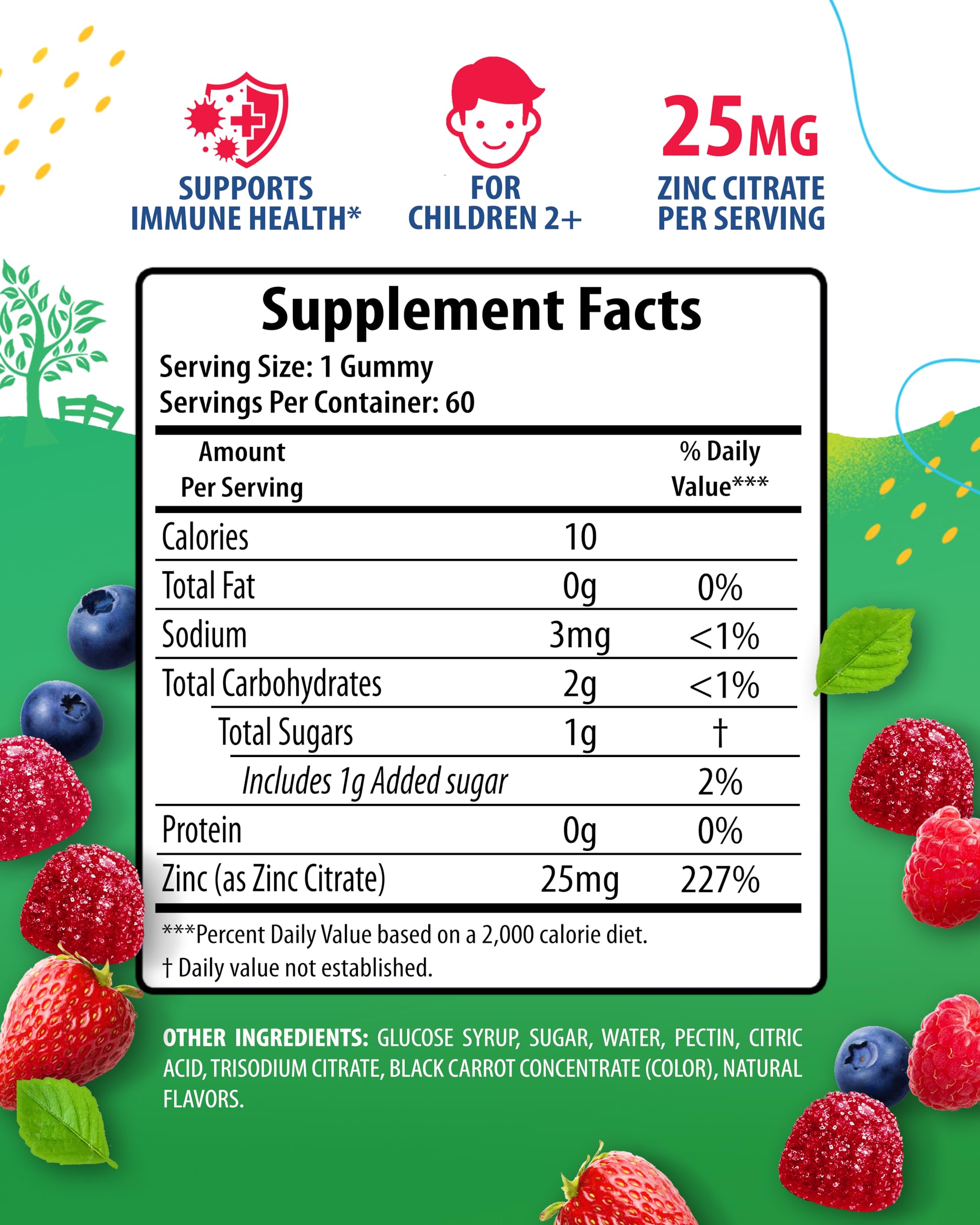 Sunny Sam Zinc Gummies kids fruity flavor chewable for easy daily intake.