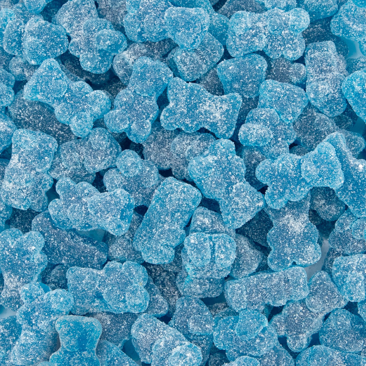 Sunny Island Sour Bears Blue Raspberry gummies in a 1 lb bag for snack tables.