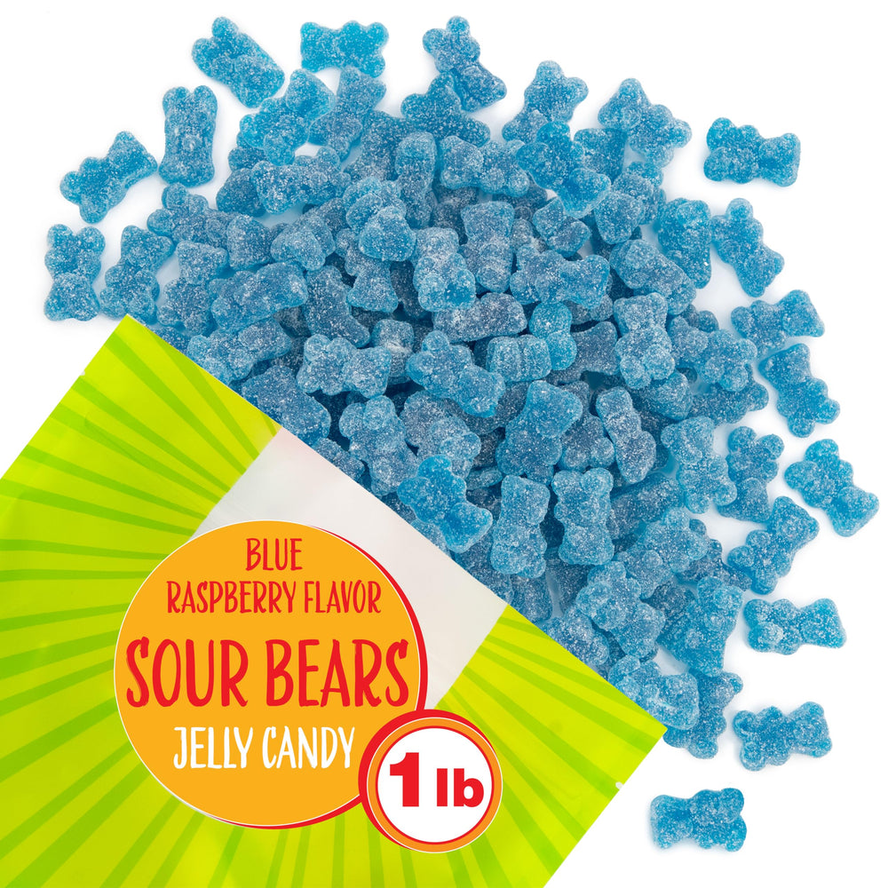 Bright Sunny Island Blue Sour Bears for party favors and festive table decor.