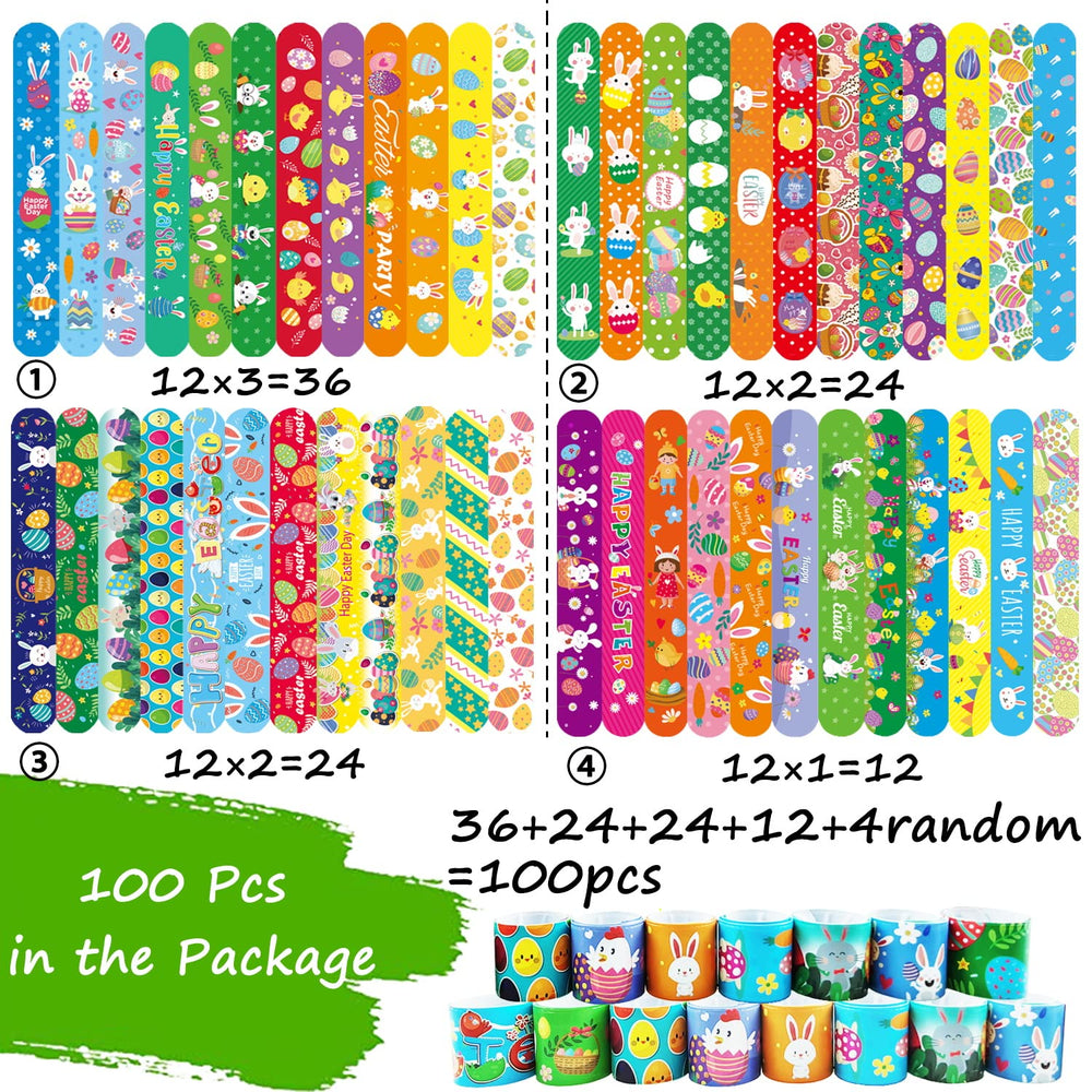 SUNPROUND Easter Slap Bracelets displayed in a colorful pack for kids