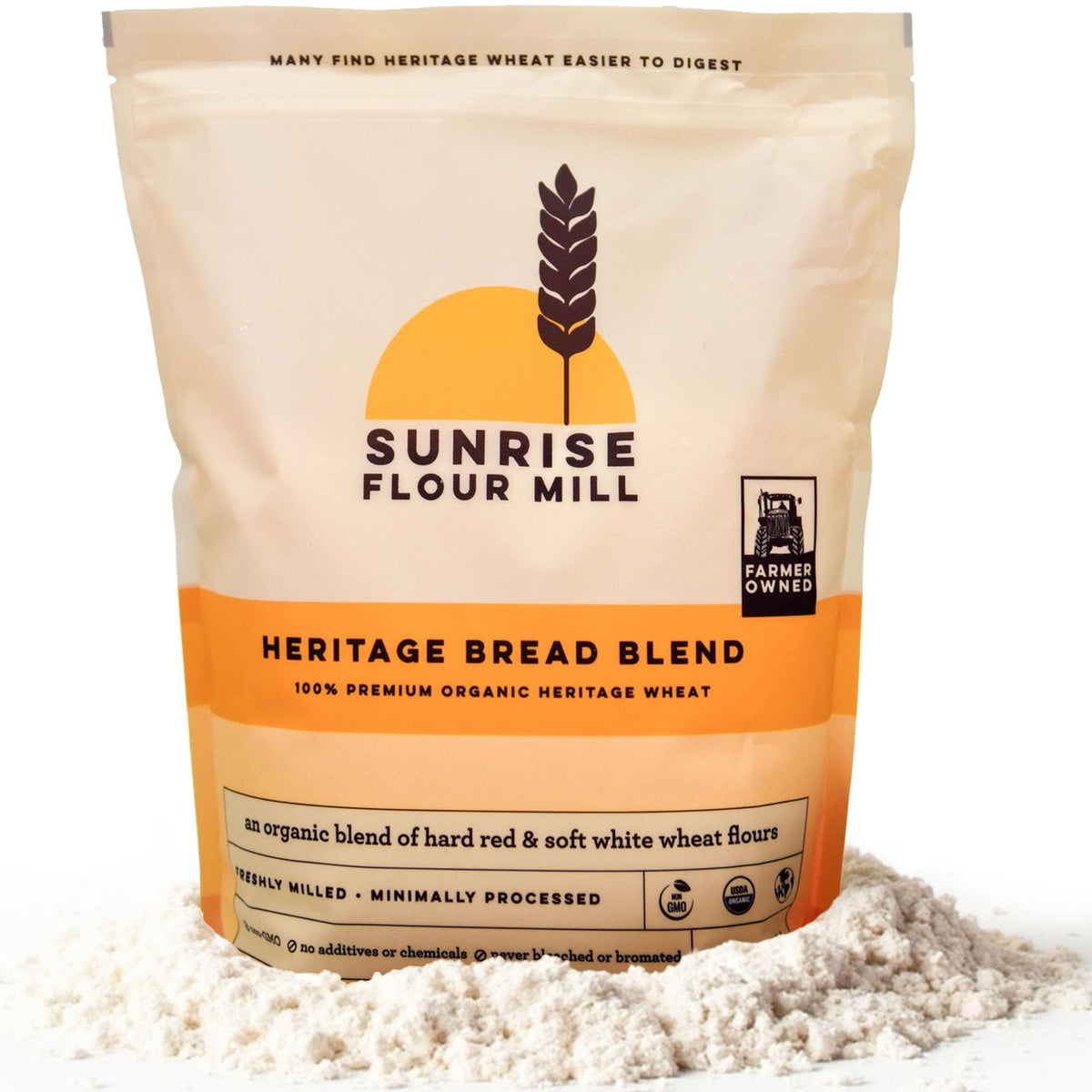 Sunrise Flour Mill Heritage Bread Flour Pack ready for golden crust loaves.