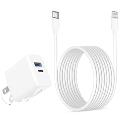 Sunrson 20W dual-port charger front view powers iPad and iPhone quickly.