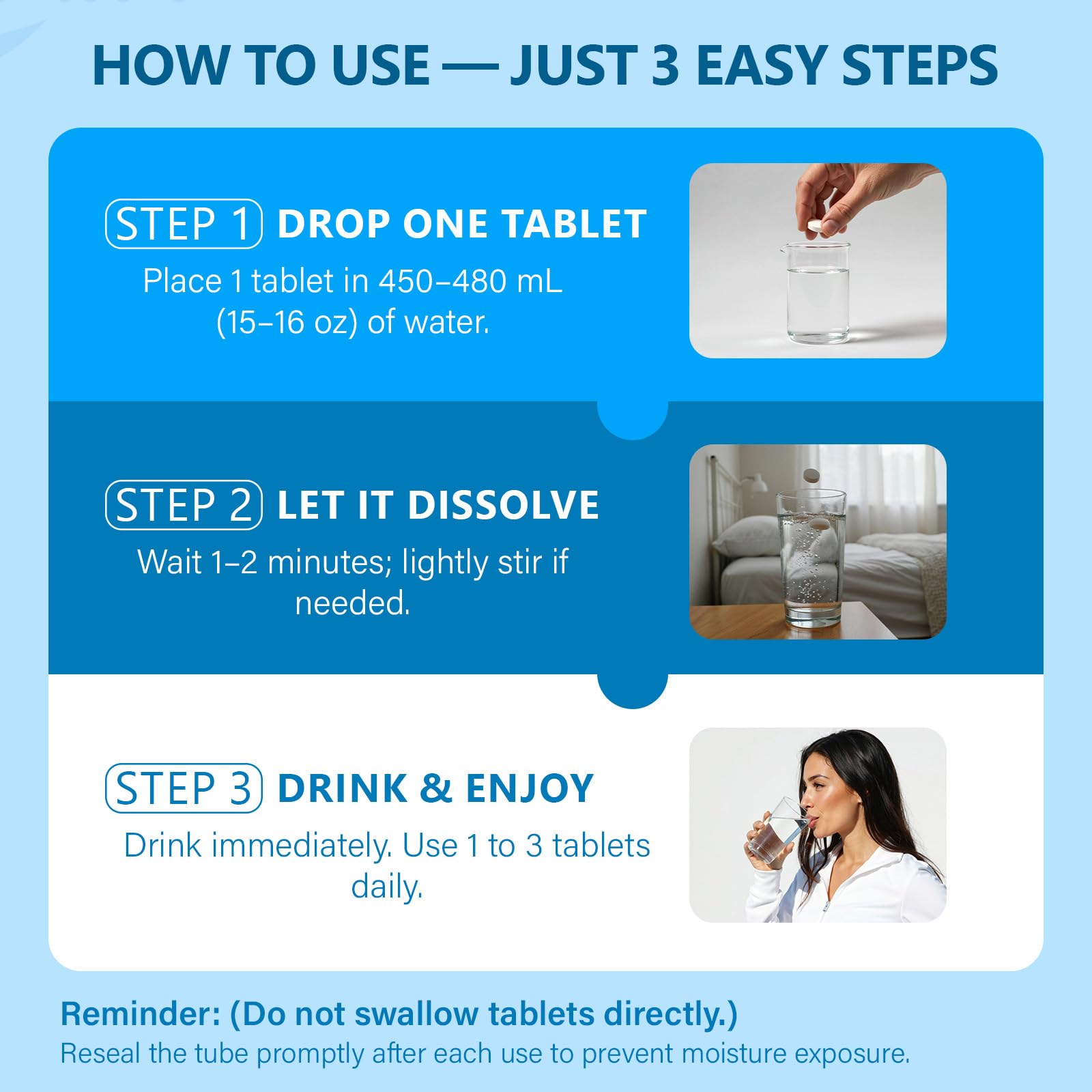 Sunshine & Rain H2 tablet for daily use in everyday hydration