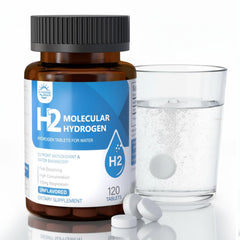 Sunshine & Rain H2 tablet dissolving in water for rapid antioxidant support
