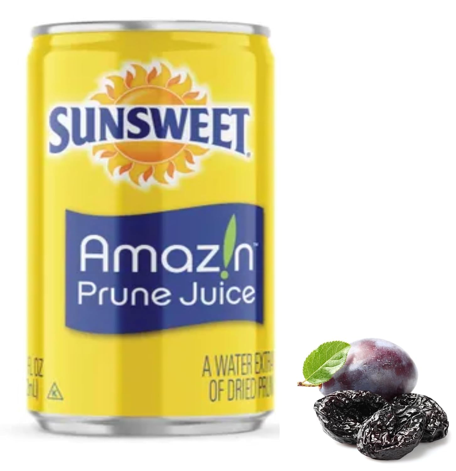 Label and packaging of Sunsweet Prune Juice highlighting gluten-free and vegetarian options