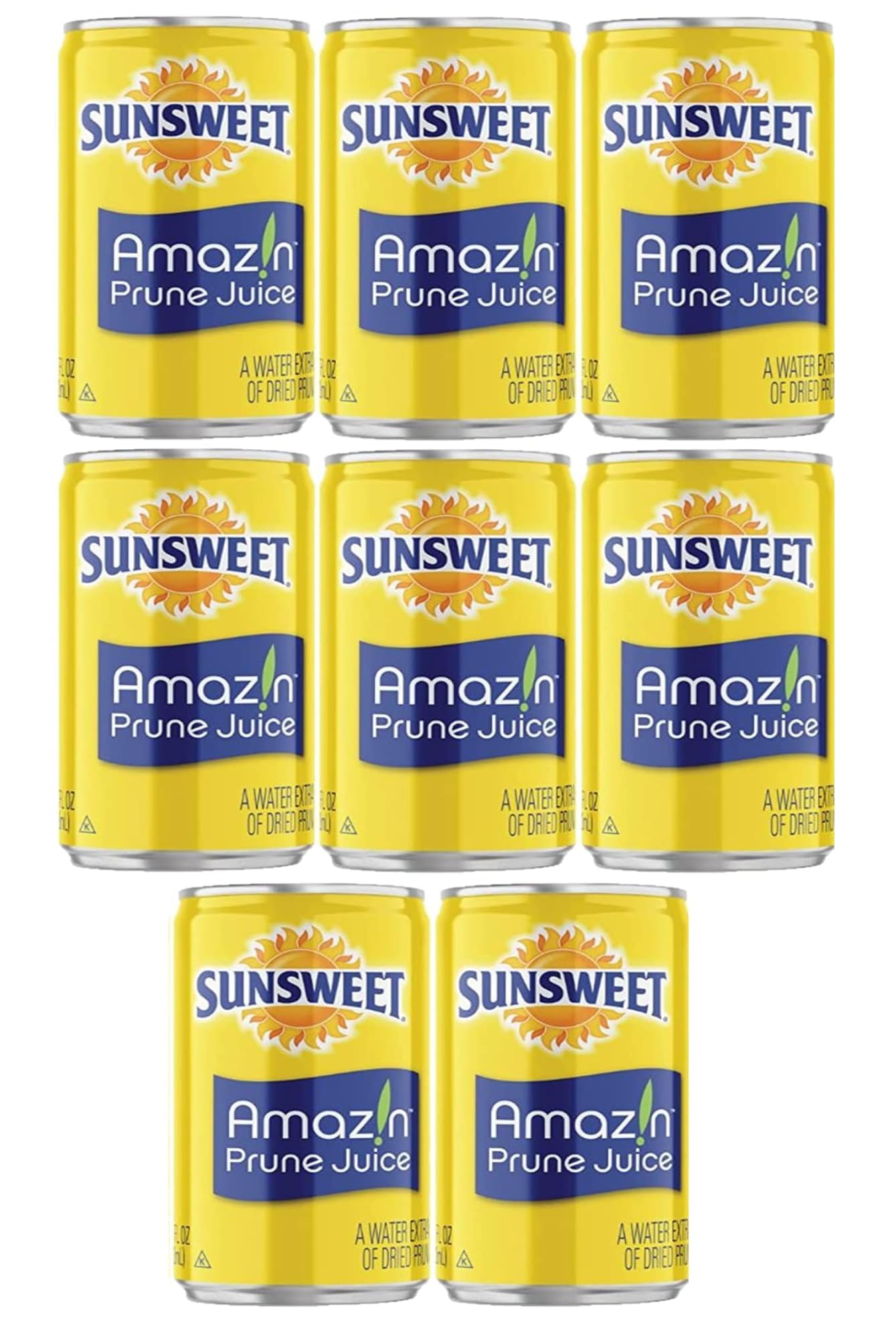 Sunsweet Amazin Prune Juice pack of eight cans ready for shelves and households