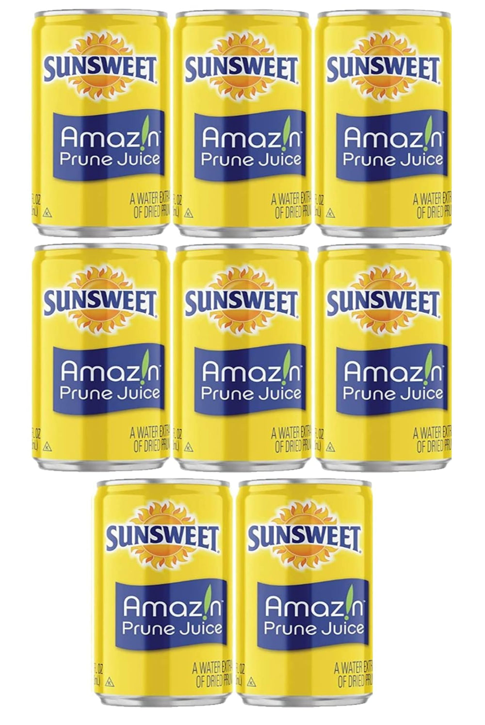 Sunsweet Amazin Prune Juice pack of eight cans ready for shelves and households