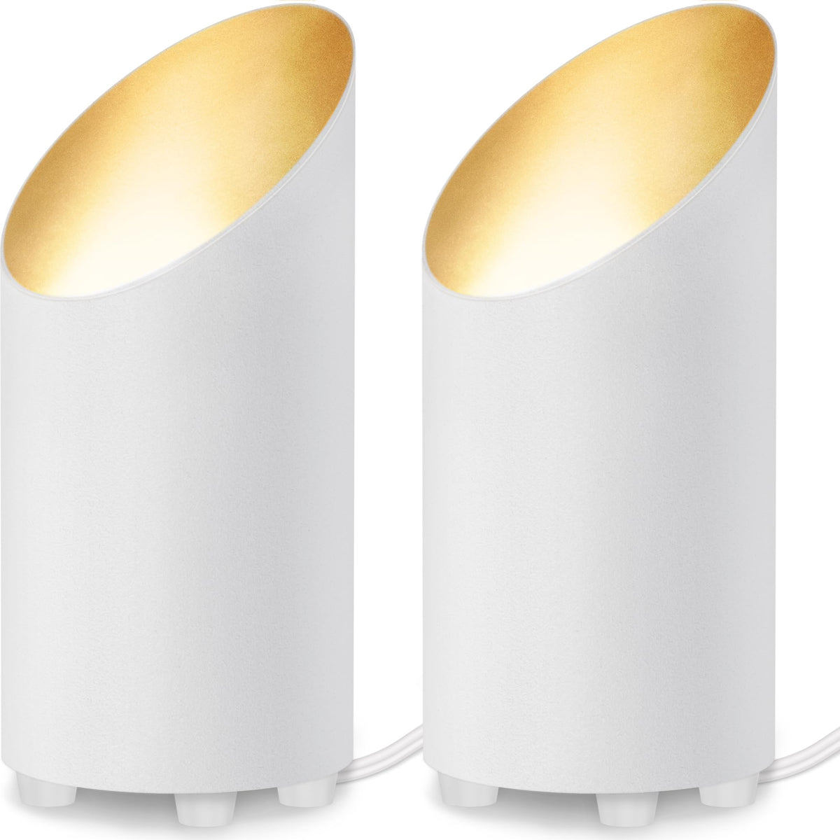 SUNVIE two-pack uplighting floor can light highlighting a wall with warm glow