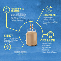 Close-up of hemp seed and pea protein ingredients in Sunwarrior blend