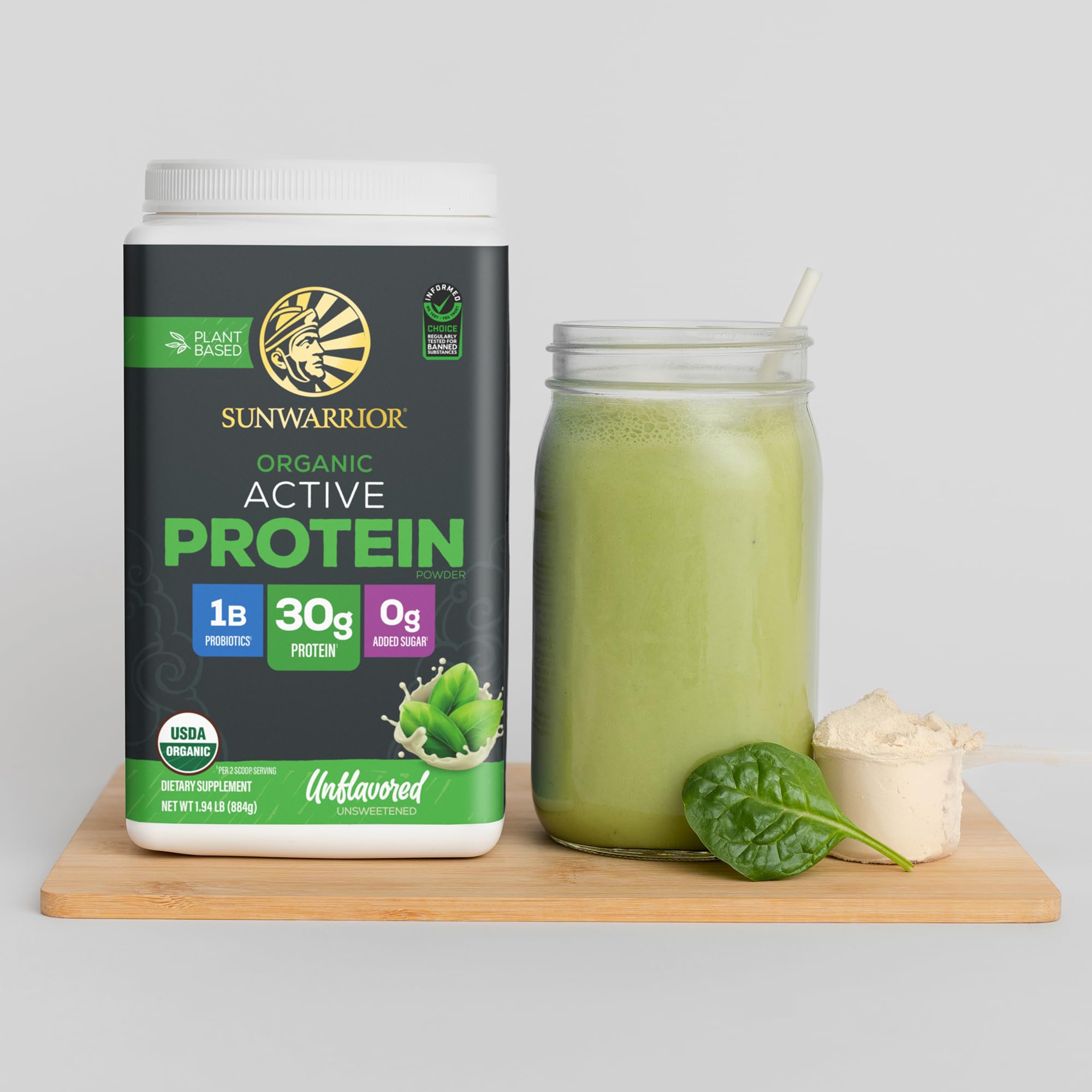 Sunwarrior ingredient label close-up shows clean ingredients promise