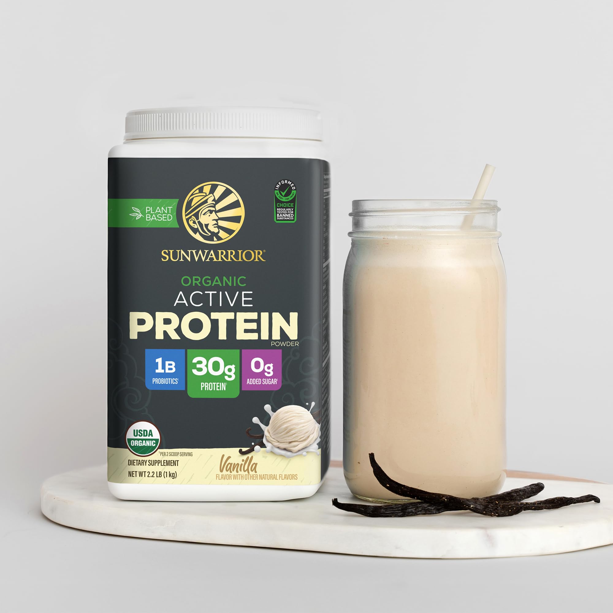 Sunwarrior plant-protein ingredients list highlights rice, pea, pumpkin blends for complete amino acids.