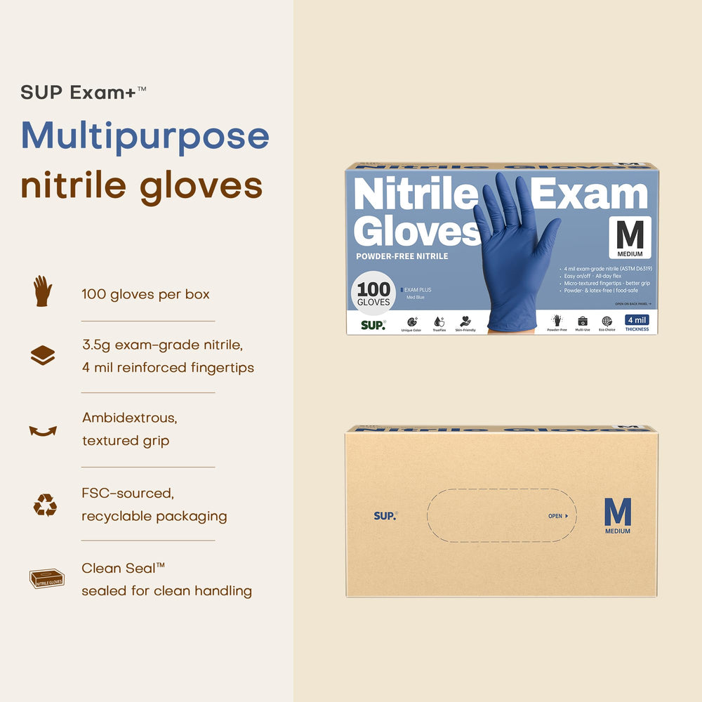 Blue SUP gloves suitable for food prep and general cleaning.