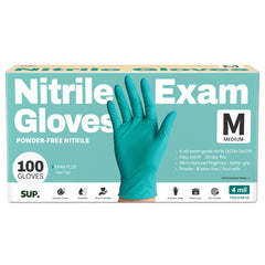 SUP nitrile gloves teal packaging; ideal for kitchen, cleaning, and everyday tasks.