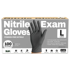 SUP Powder-Free Nitrile gloves in black box offer quick, hygienic access.