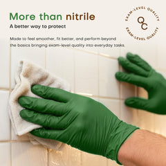 SUP powder-free nitrile gloves on hand showing flexible fit
