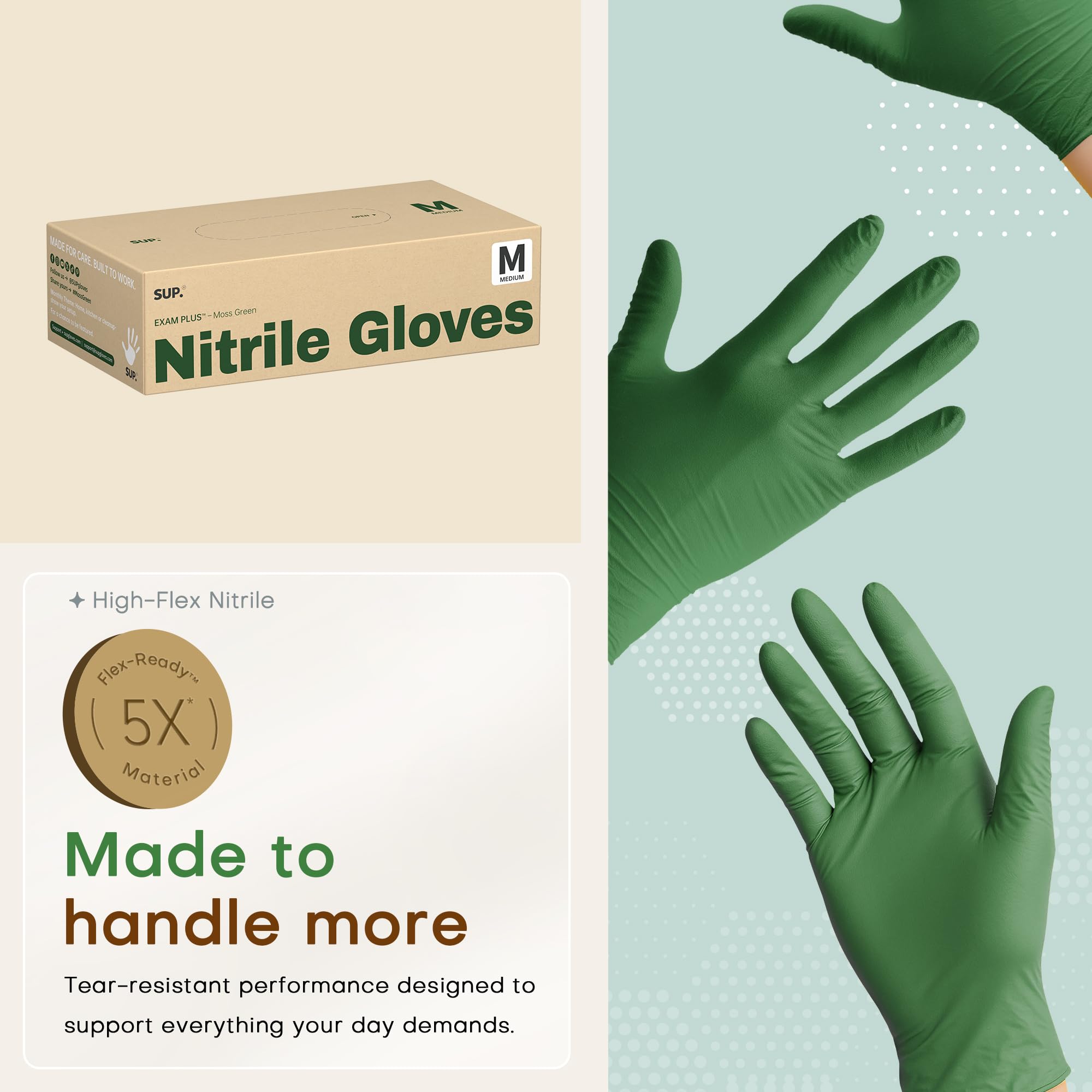 SUP nitrile gloves with textured fingertips for better grip