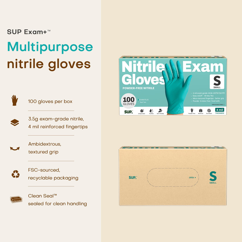 SUP teal gloves on hand showing easy touchscreen use.