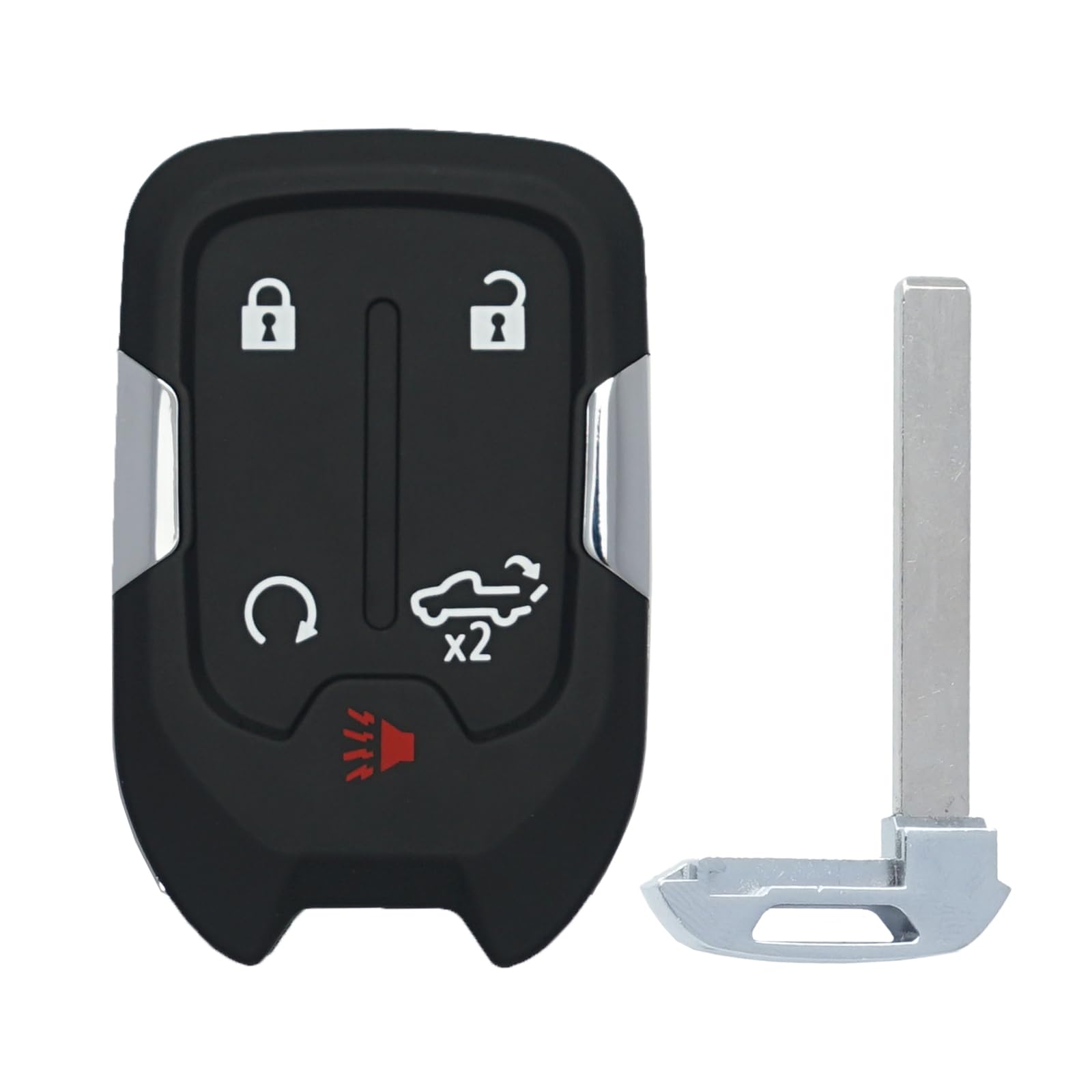 SUPALAND keyless remote for GMC Sierra front view with pre-installed battery.