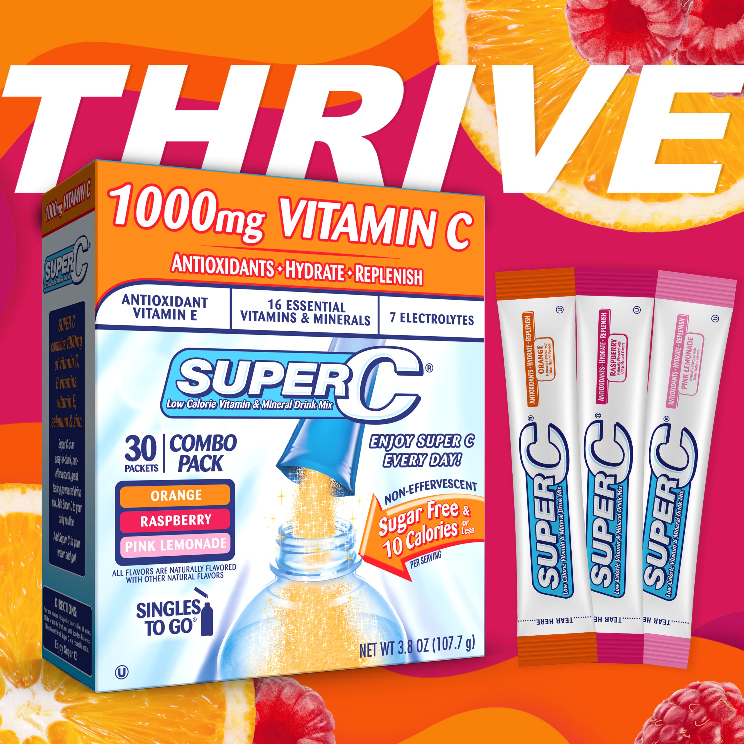 Super C pink lemonade stick in a cup offering a refreshing flavor option.