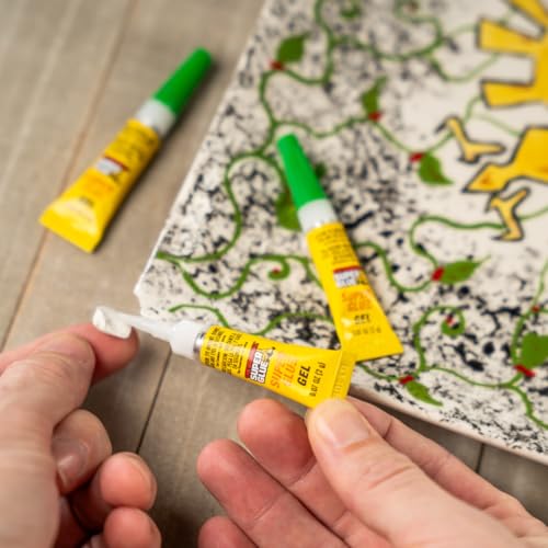Super Glue Gel works on hard leather for durable repairs.