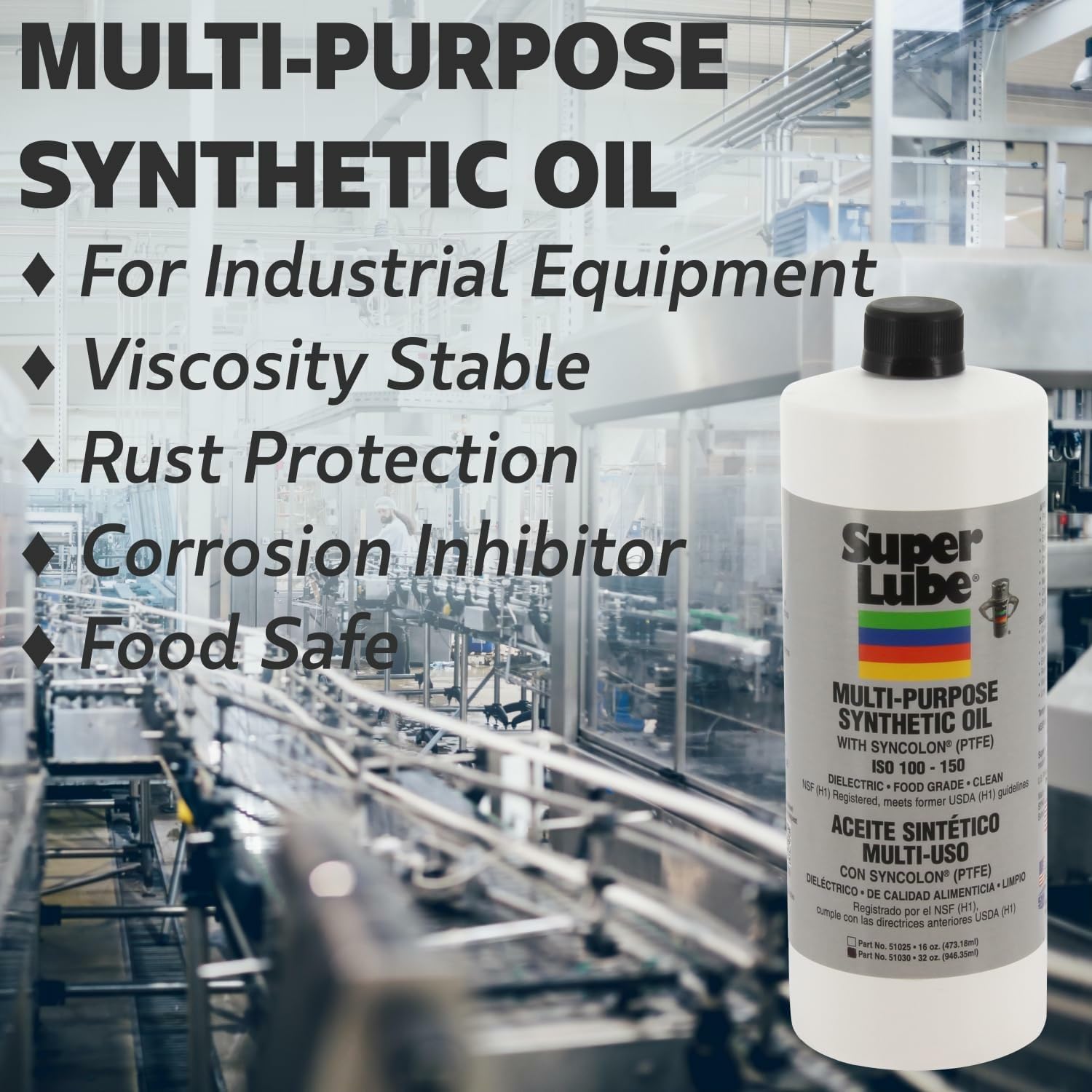 Super Lube Syncolon label close-up highlighting PTFE protection