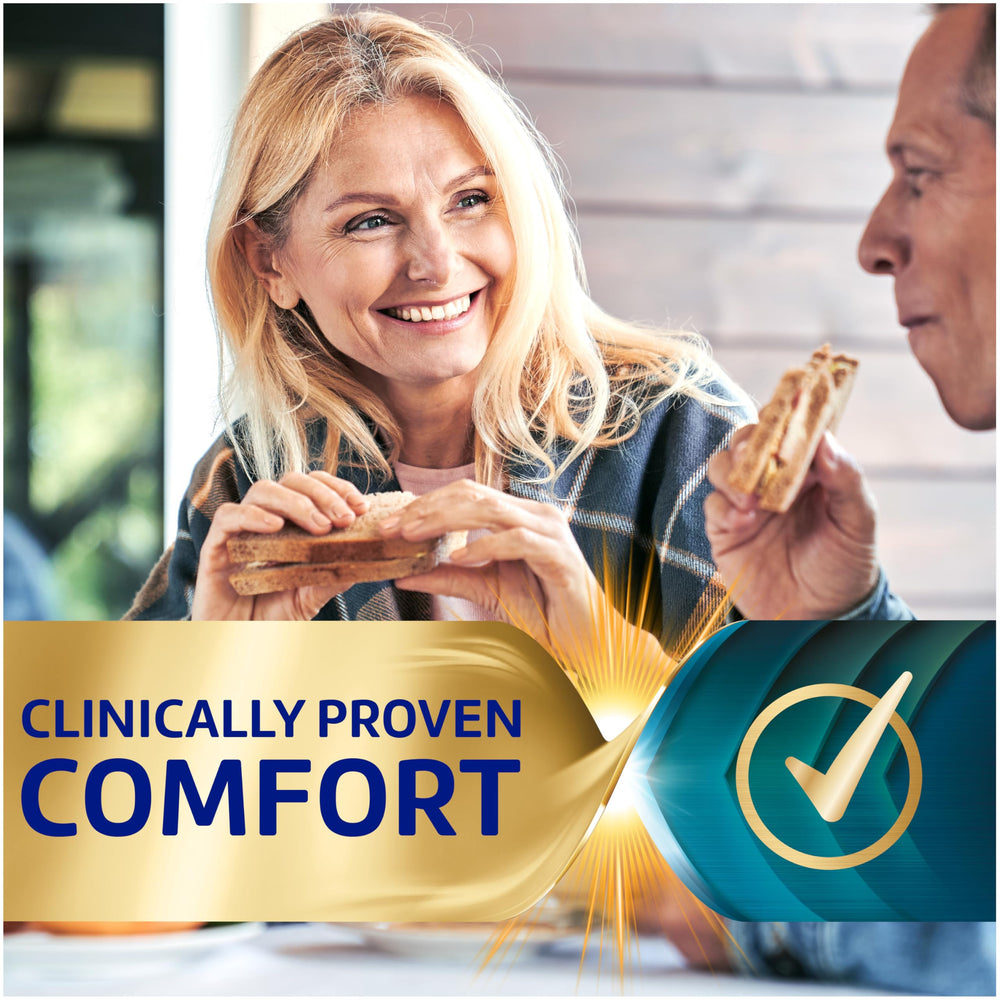 Super Poli-Grip Power Max Ultimate 12-hour hold supports all-day wear.