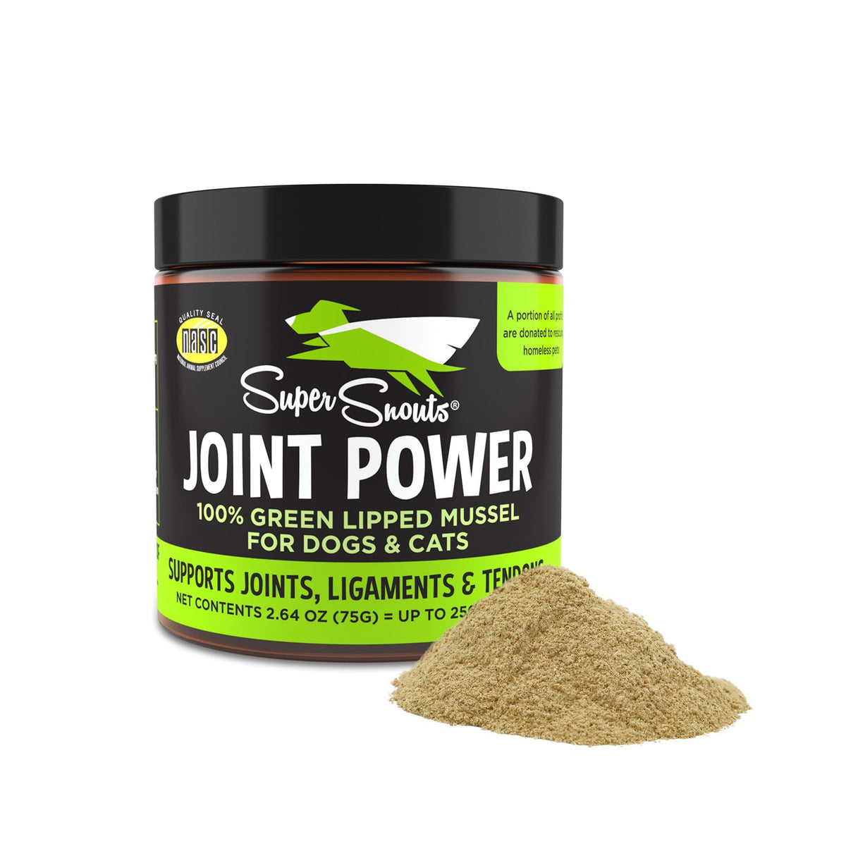 Super Snouts Joint Power bottle front for natural joint mobility support.