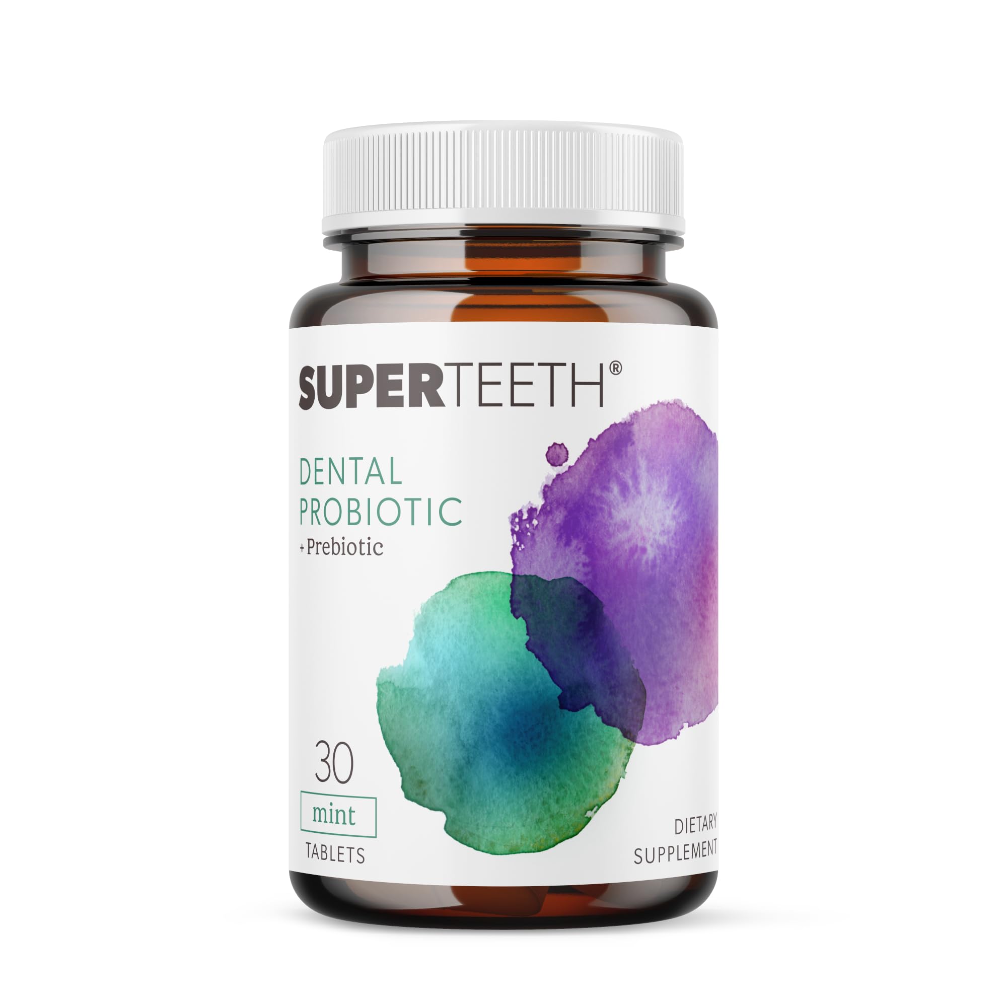 SuperTeeth dental probiotic packaging highlights premium oral care support.