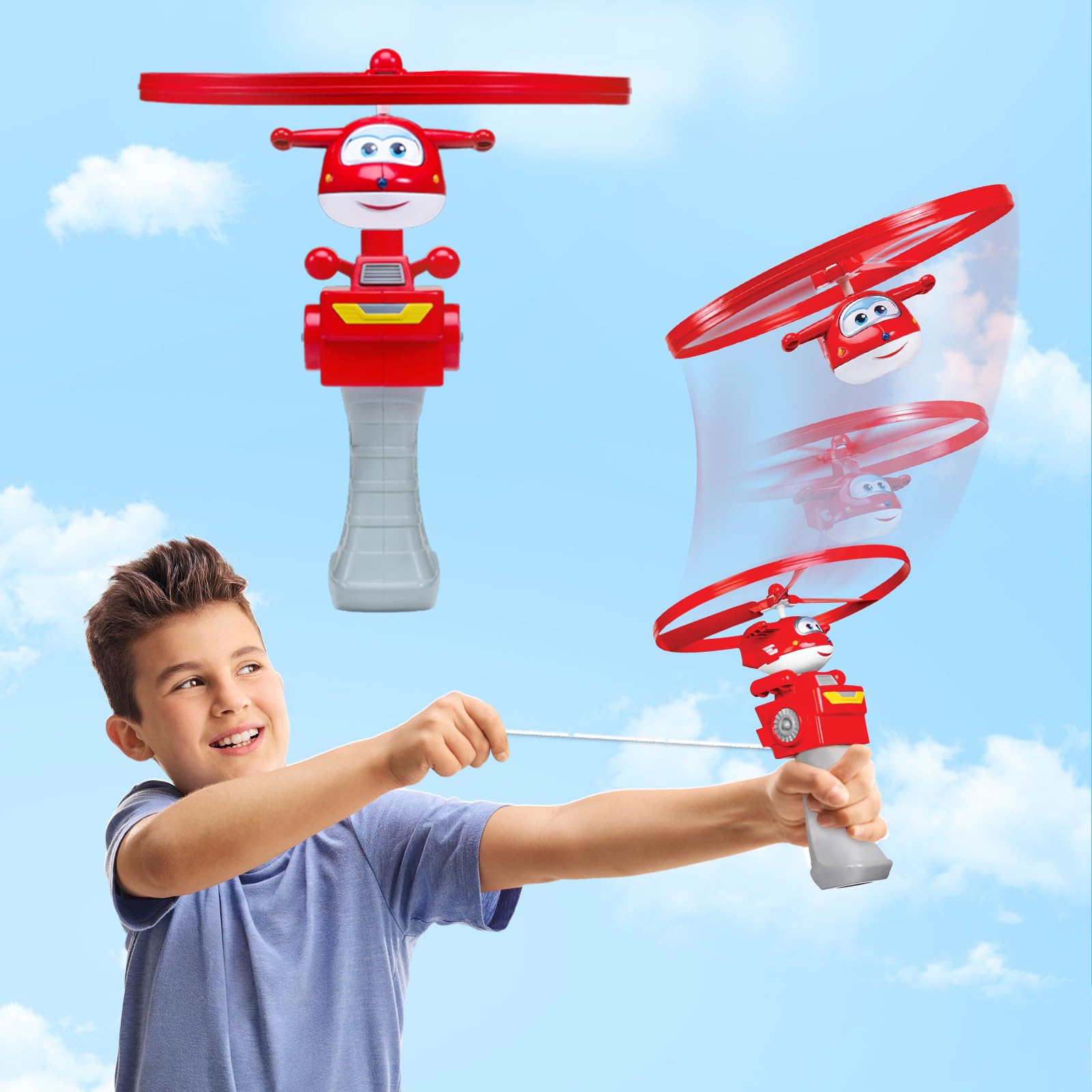 Super Wings Jett flying disc launcher in action for active outdoor play.