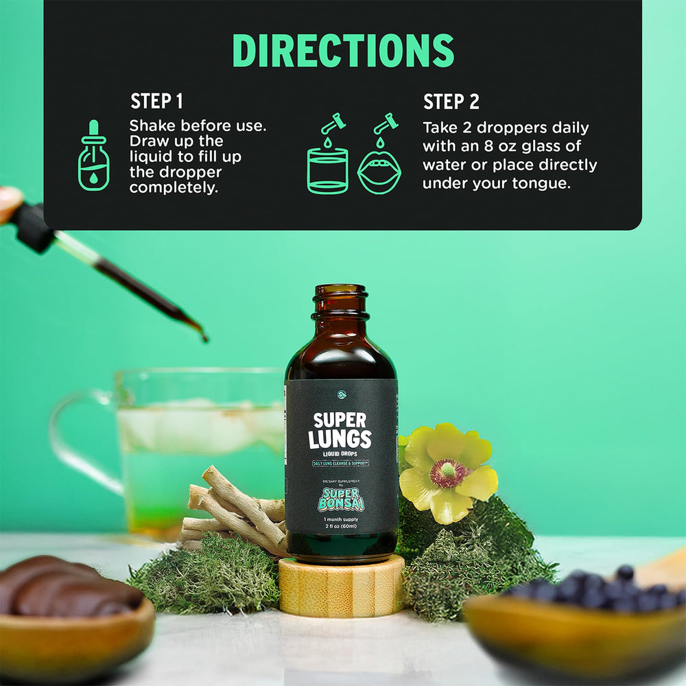 SuperBonsai Super Lungs dropper usage for convenient wellness
