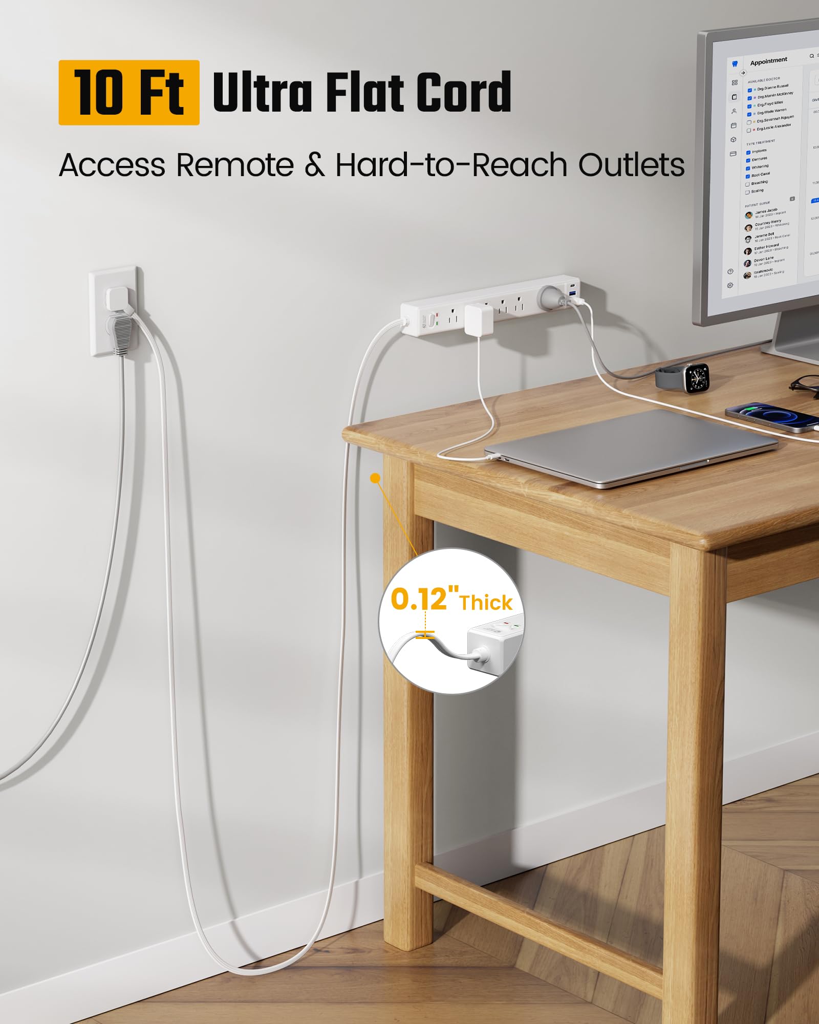 SUPERDANNY six-outlet surge protector powers multiple devices safely