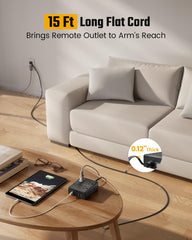 SUPERDANNY 8-outlet surge protector keeps your home office organized and safe.