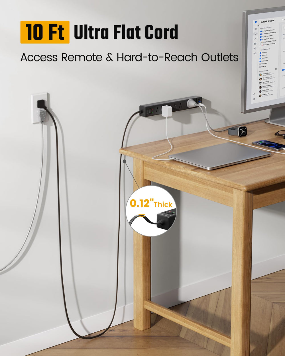 SUPERDANNY 9-in-1 surge protector keeps home office organized and efficient.