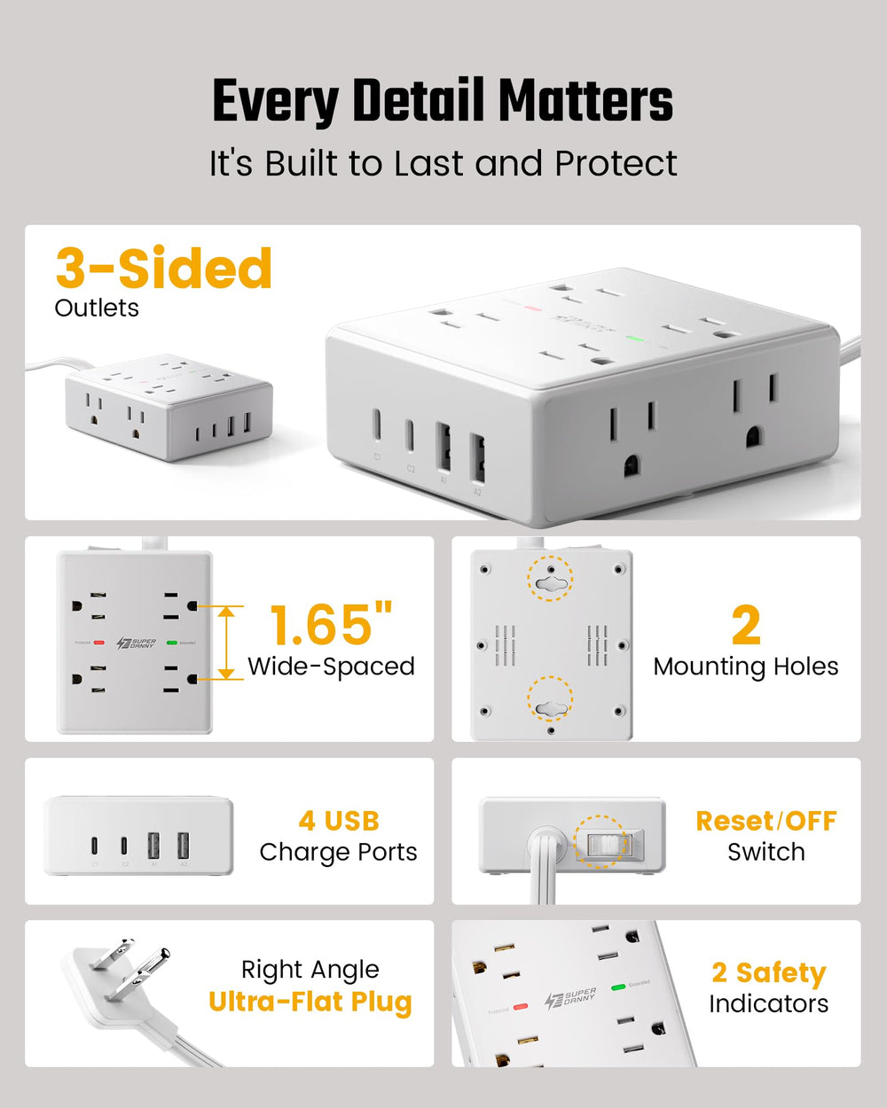 Superdanny compact design fits small desks and tight spaces.