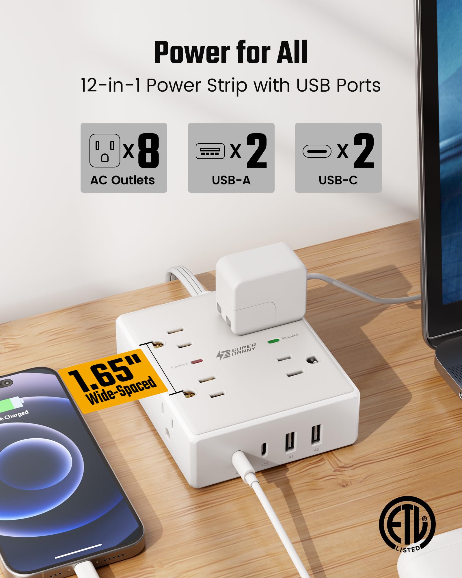 SUPERDANNY  flat extension cord tucked behind furniture for clean rooms