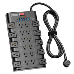 SUPERDANNY power strip with 22 outlets for comprehensive device charging and organization.
