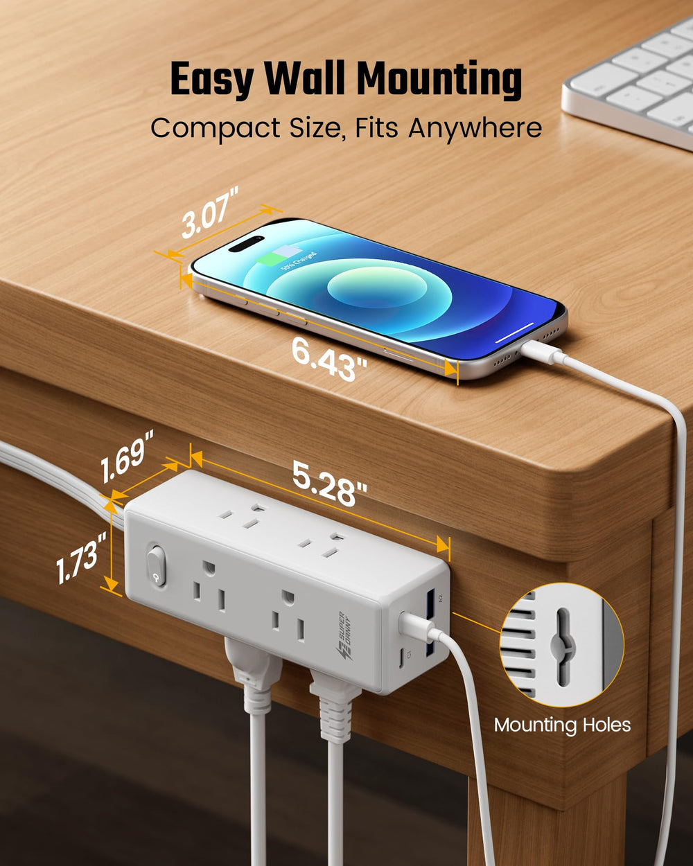 SUPERDANNY USB C and USB A ports offer quick charging for devices.