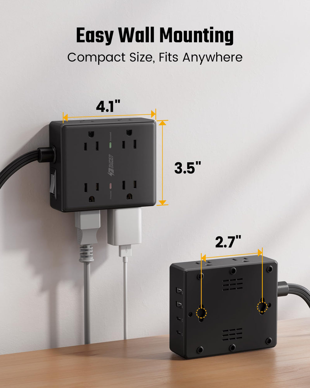 SUPERDANNY USB-C and USB-A ports auto-detect power needs for optimal charging