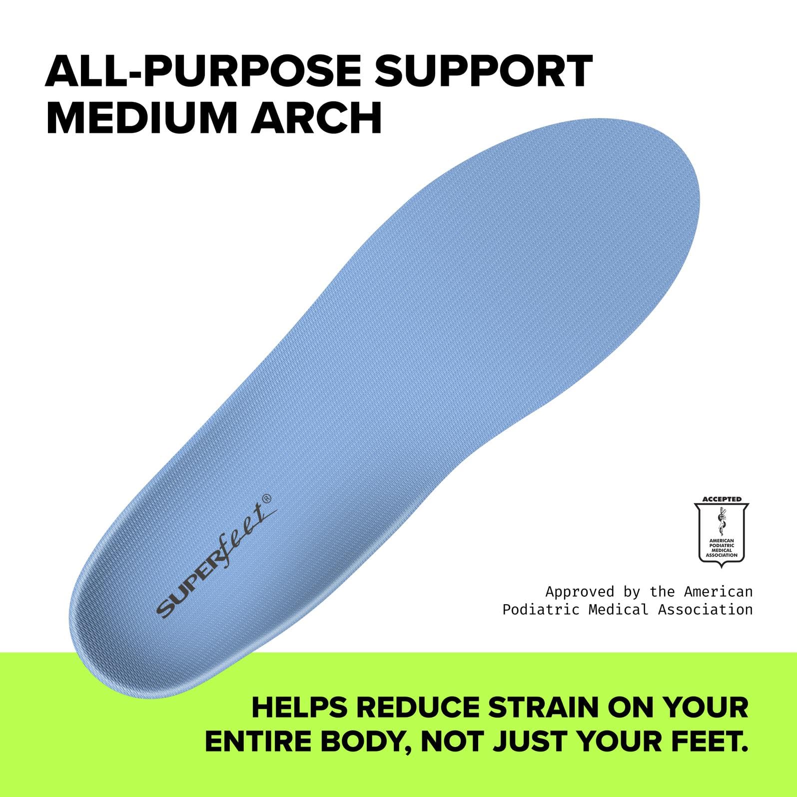 Superfeet Blue insoles feature a sculpted heel cup for natural shock absorption.