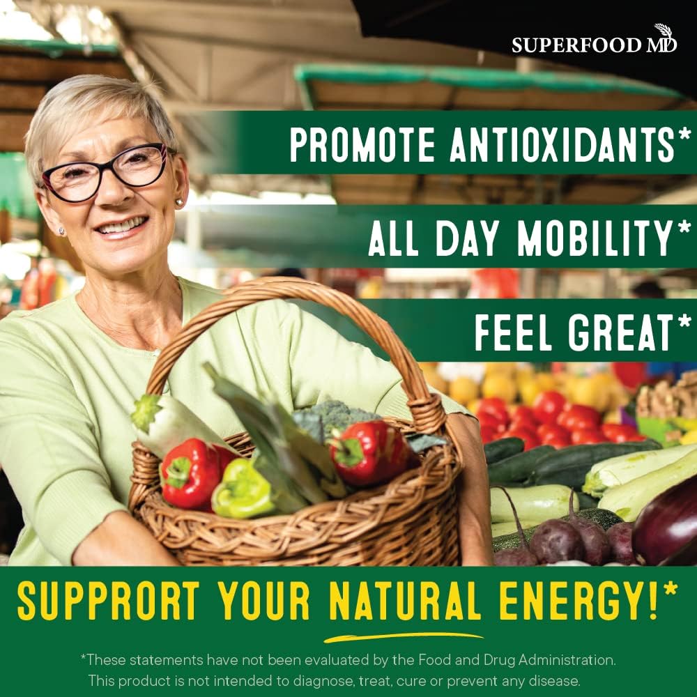 Beta-carotene label close-up on Superfood MD bottle