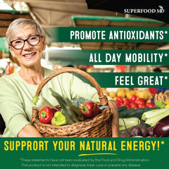 Beta-carotene label close-up on Superfood MD bottle